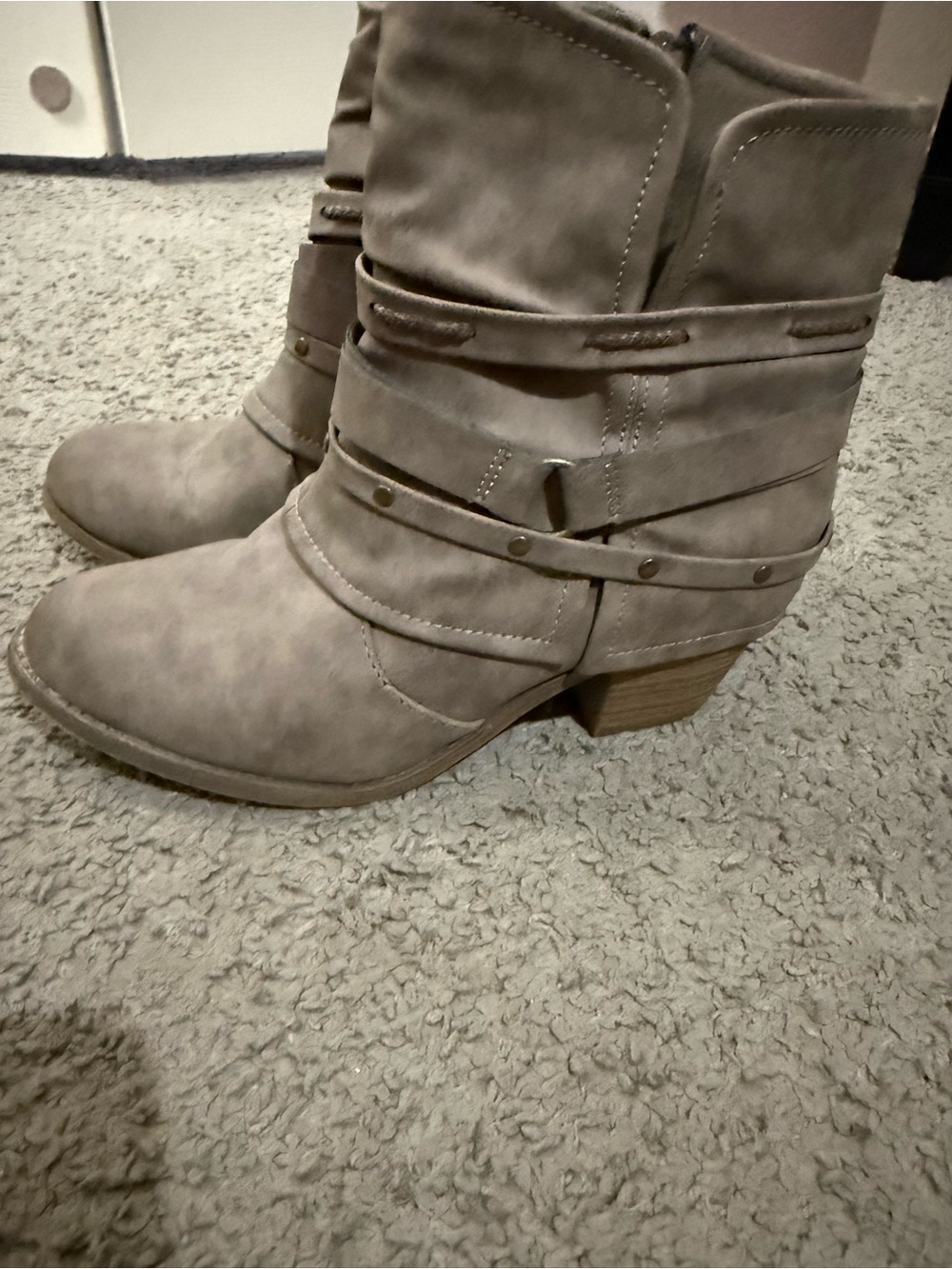 Women’s Taupe Mid-Calf Western Booties